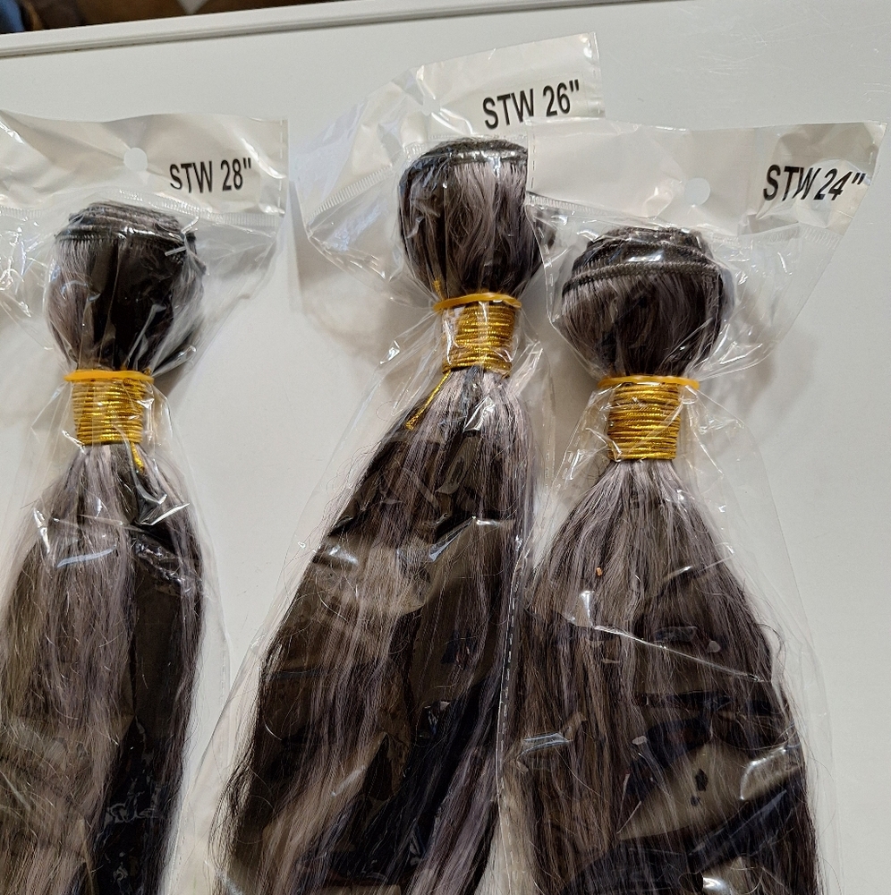 5 Packs Black and Gray Weave  Hair Extensions